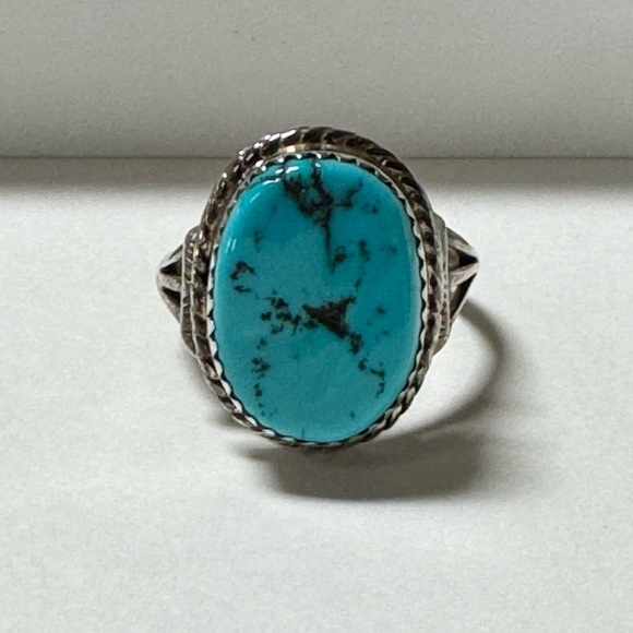 Vintage Tom Taylor Turquoise Native American Sterling Silver  Ring - Picture 2 of 7
